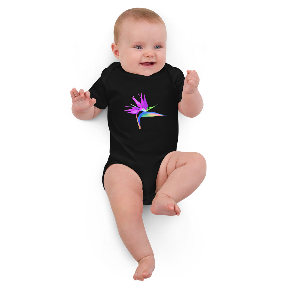 Bird of Paradise Rainbow Organic cotton Baby bodysuit