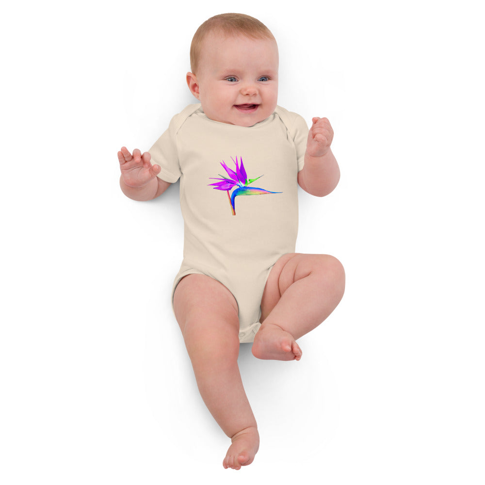 Bird of Paradise Rainbow Organic cotton Baby bodysuit