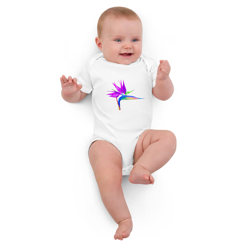 Bird of Paradise Rainbow Organic cotton Baby bodysuit